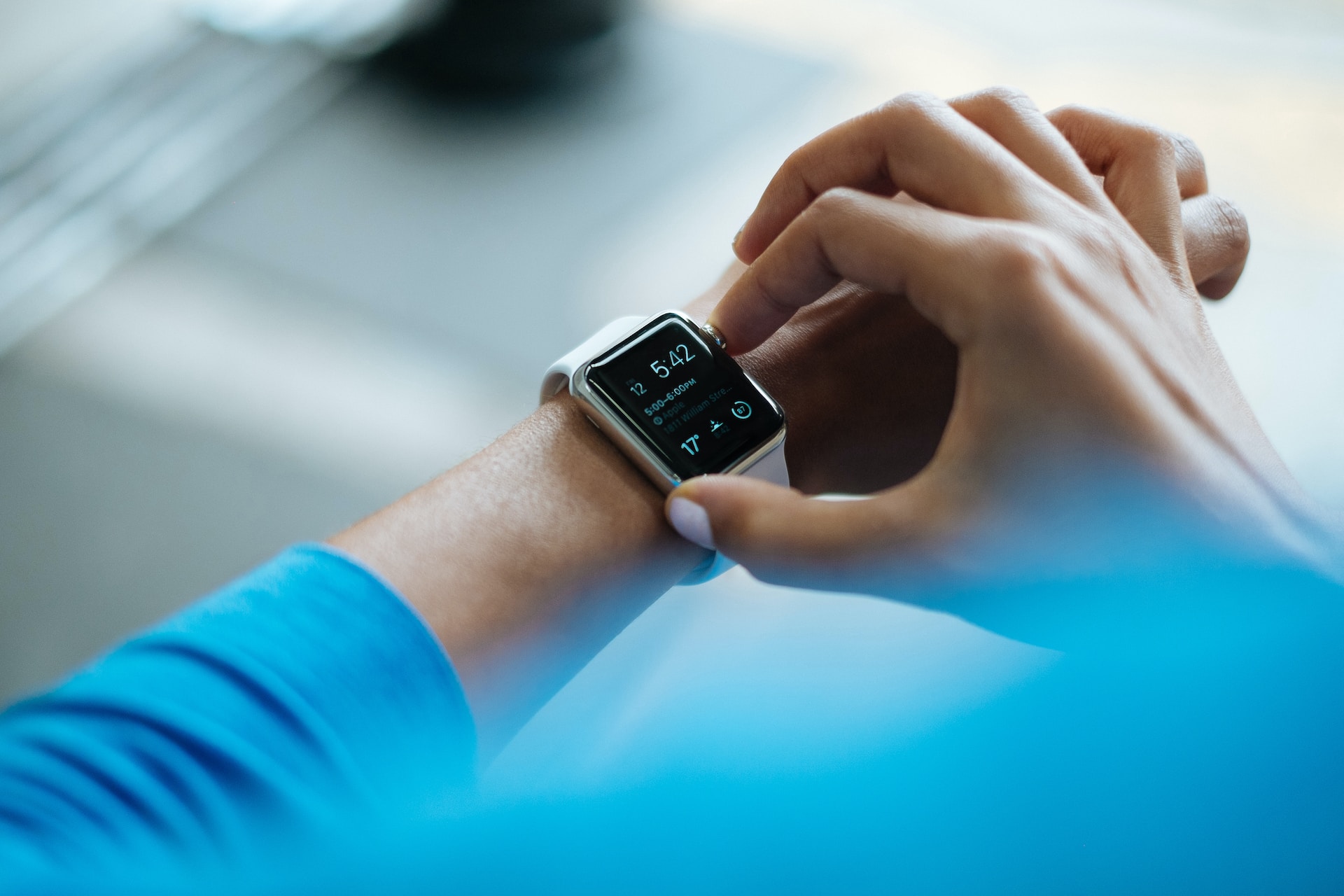 Woman on smartwatch