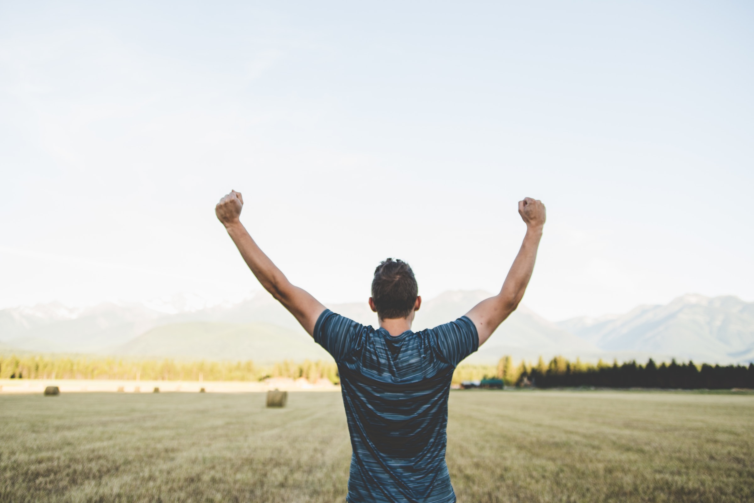 Man celebrating victory